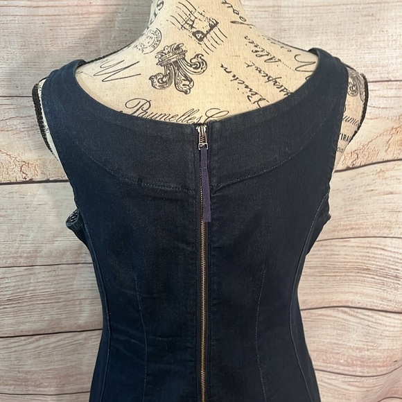 Anthropologie Holding Horses Clara Denim Dress Tie Front Bow Blue Size 4 Petite - Picture 6 of 11